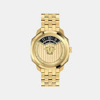Dylos Men Quartz Gold Dial Analog Stainless Steel Watch VEYR00326