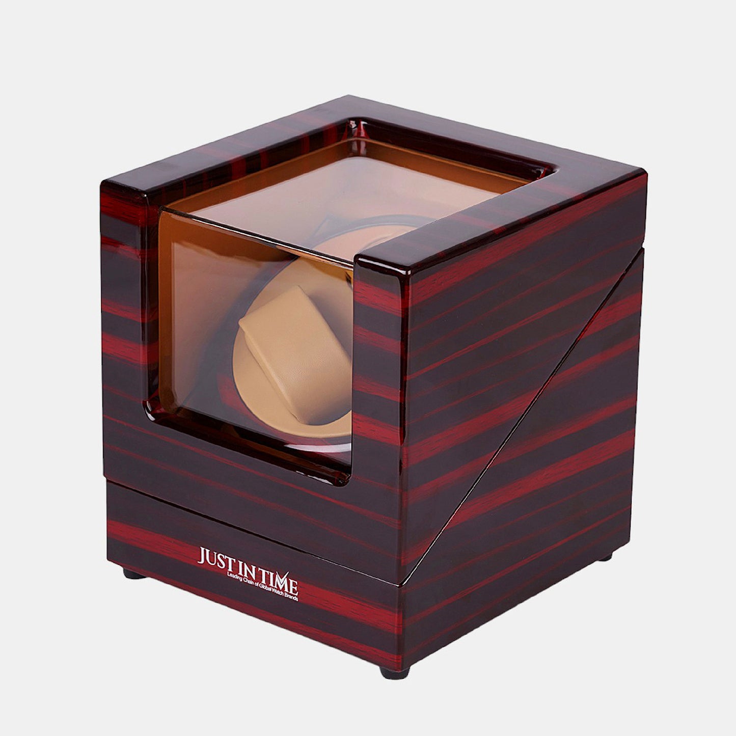 Automatic Red and Beige Two Watch Wooden Winder