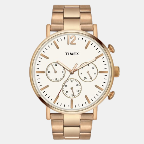 Timex Round White Chronograph watch
