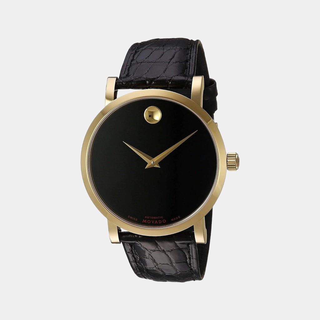 Male Black Analog Leather Watch 607007