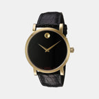 Male Black Analog Leather Watch 607007