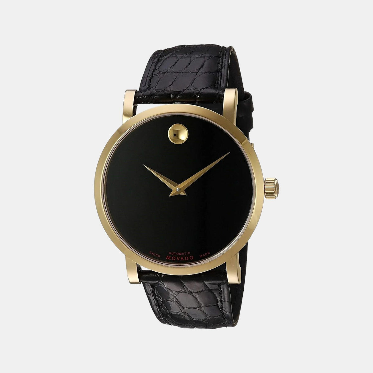 Male Black Analog Leather Watch 607007