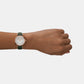 Female Silver Analog Leather Watch AR11517
