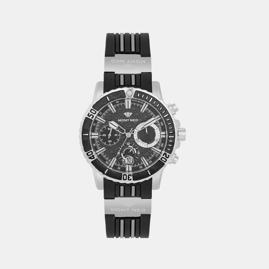 Male Black Chronograph Pu Watch 3504C-P1404