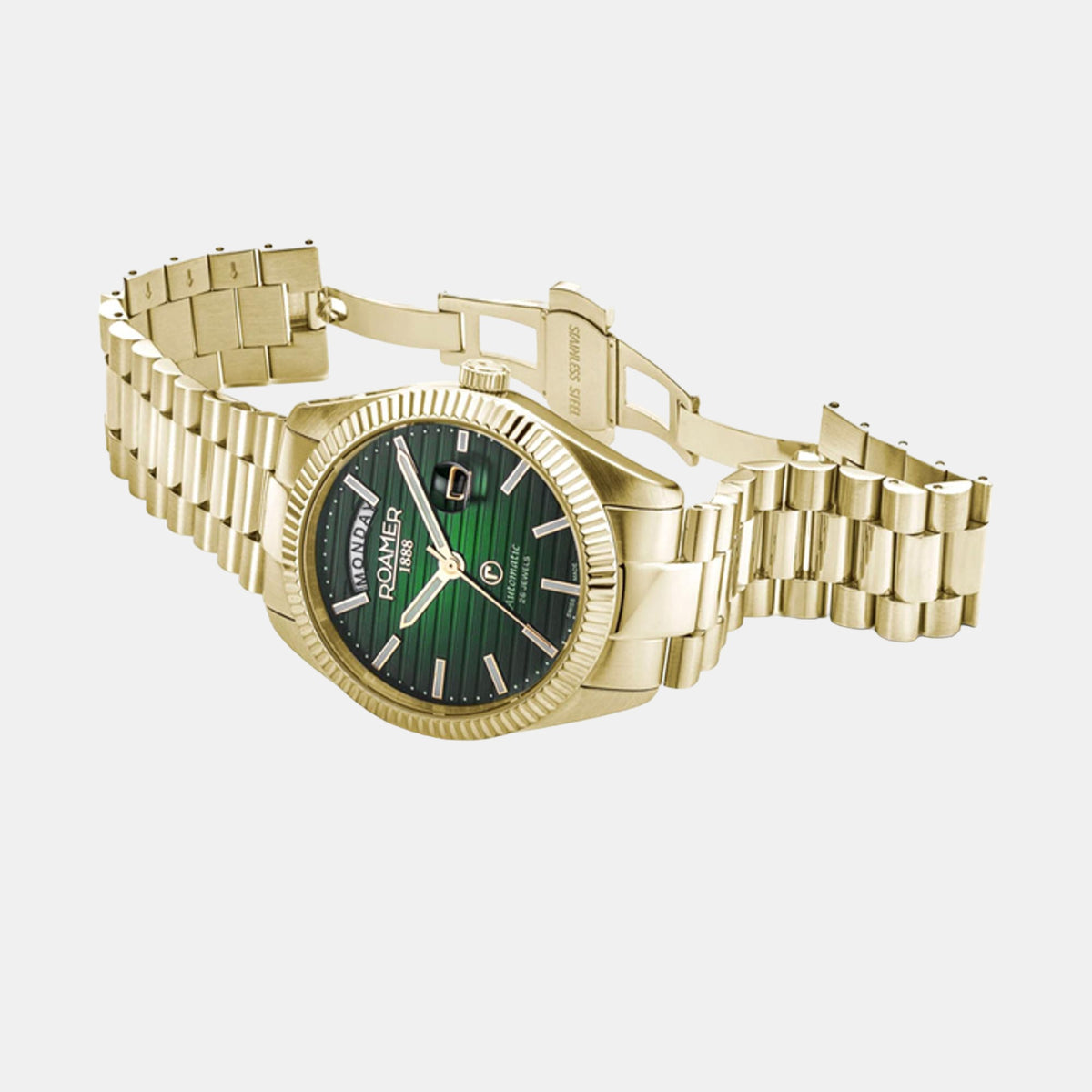 Primeline Daydate Ii Men Automatic Green Dial Analog Stainless Steel Watch 981666 48 75 50