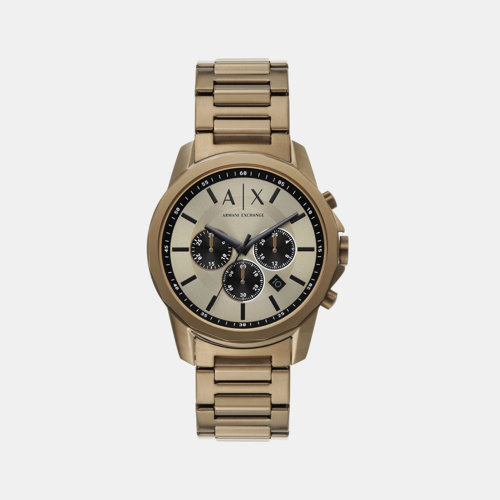 Armani Exchange Na Men Quartz Beige Dial Chronograph Stainless Steel ...