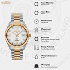 Primeline Crystal Men Quartz White Dial Analog Stainless Steel Watch 981661 48 29 90