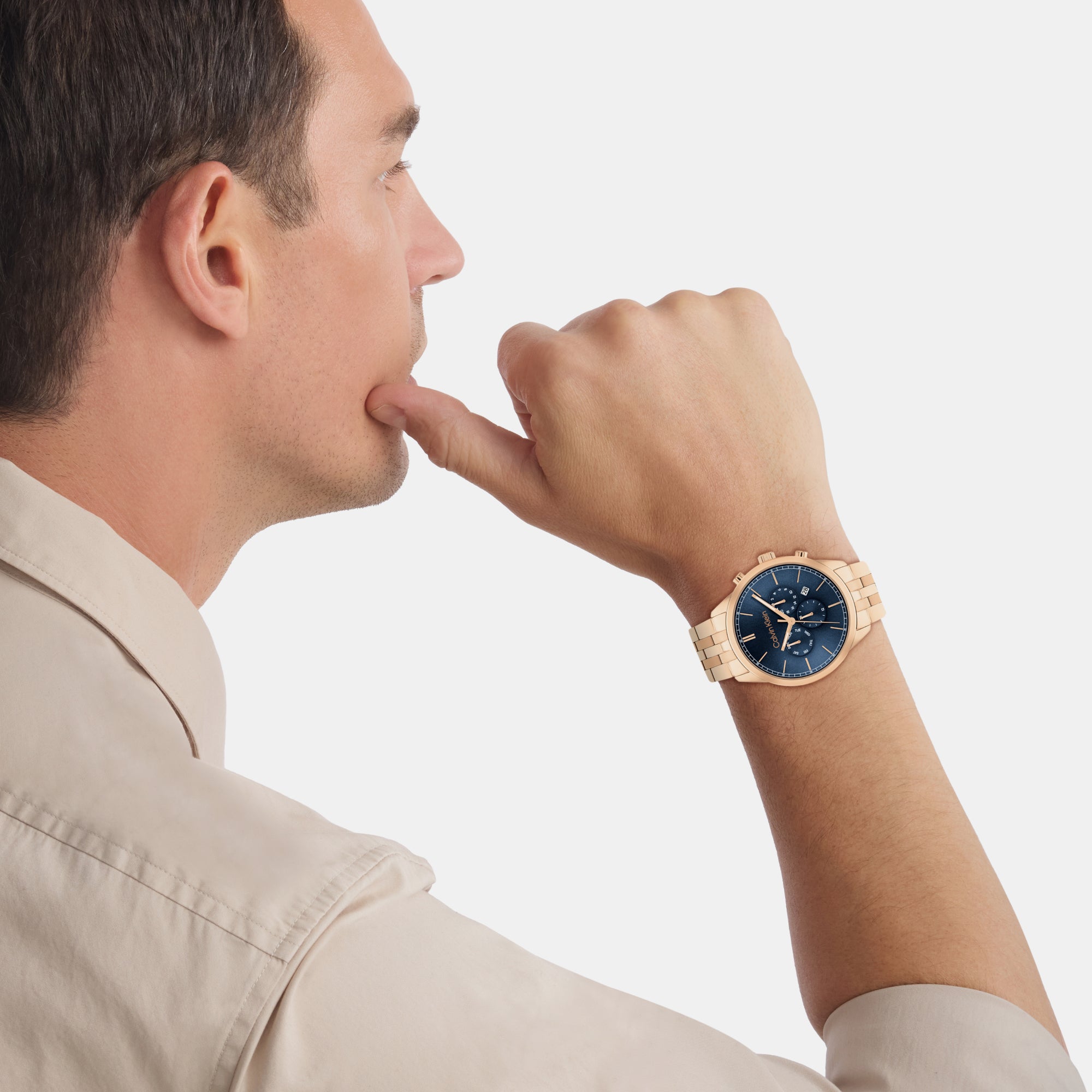 Calvin Klein Men Round Blue watch