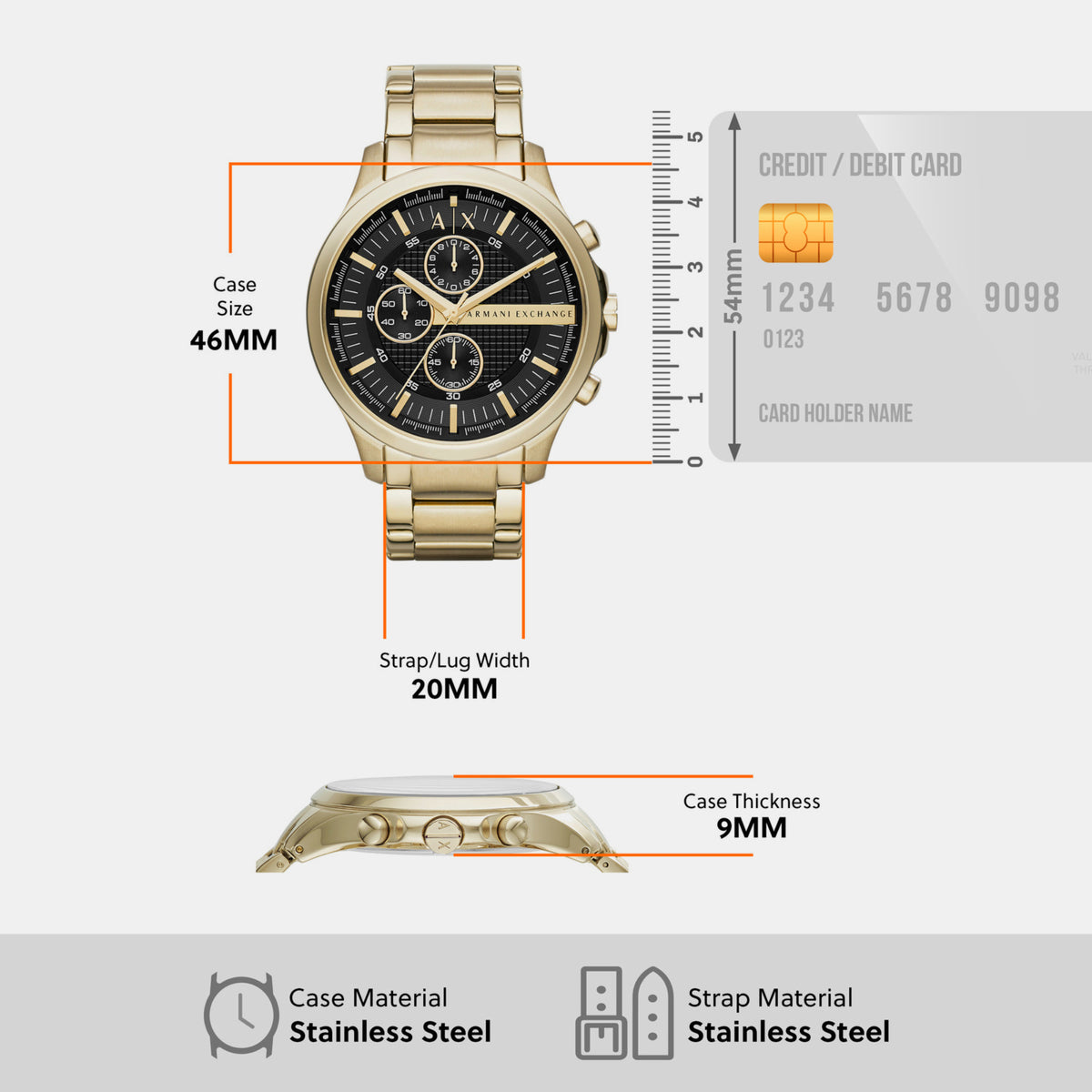 Armani Exchange Men Round Black watch