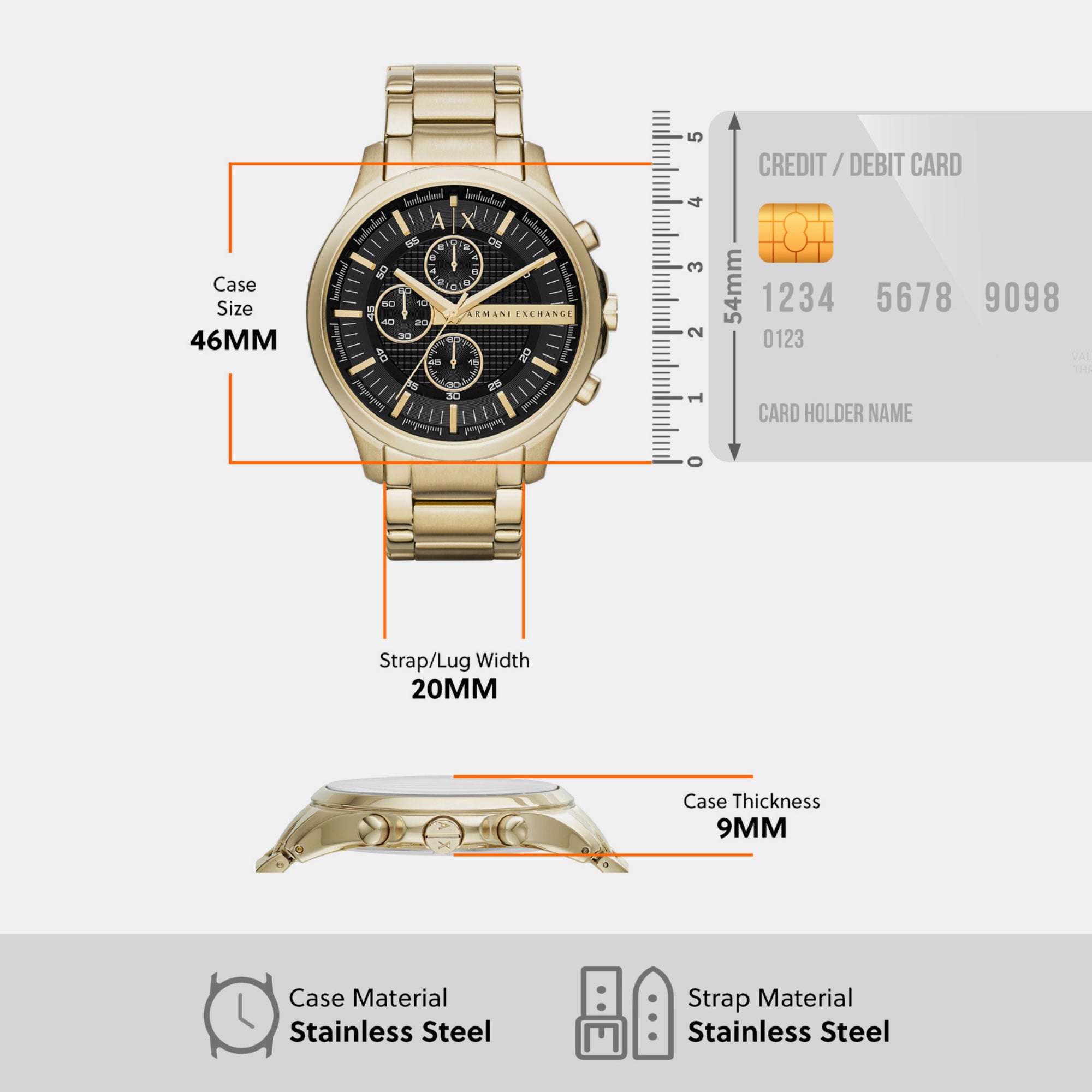 Armani Exchange Men Round Black watch