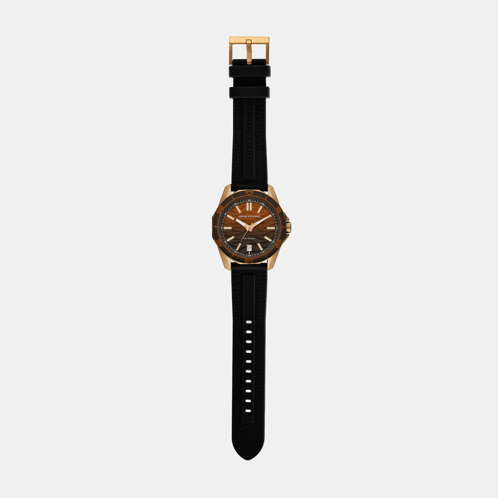 Men Quartz Brown Dial Analog Silicone Watch AX1954