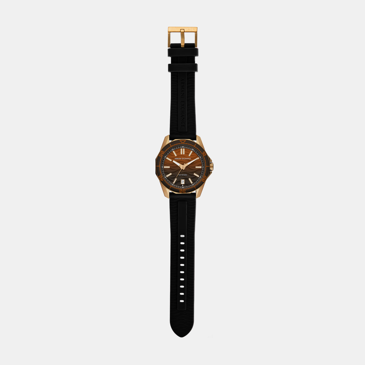Men Quartz Brown Dial Analog Silicone Watch AX1954