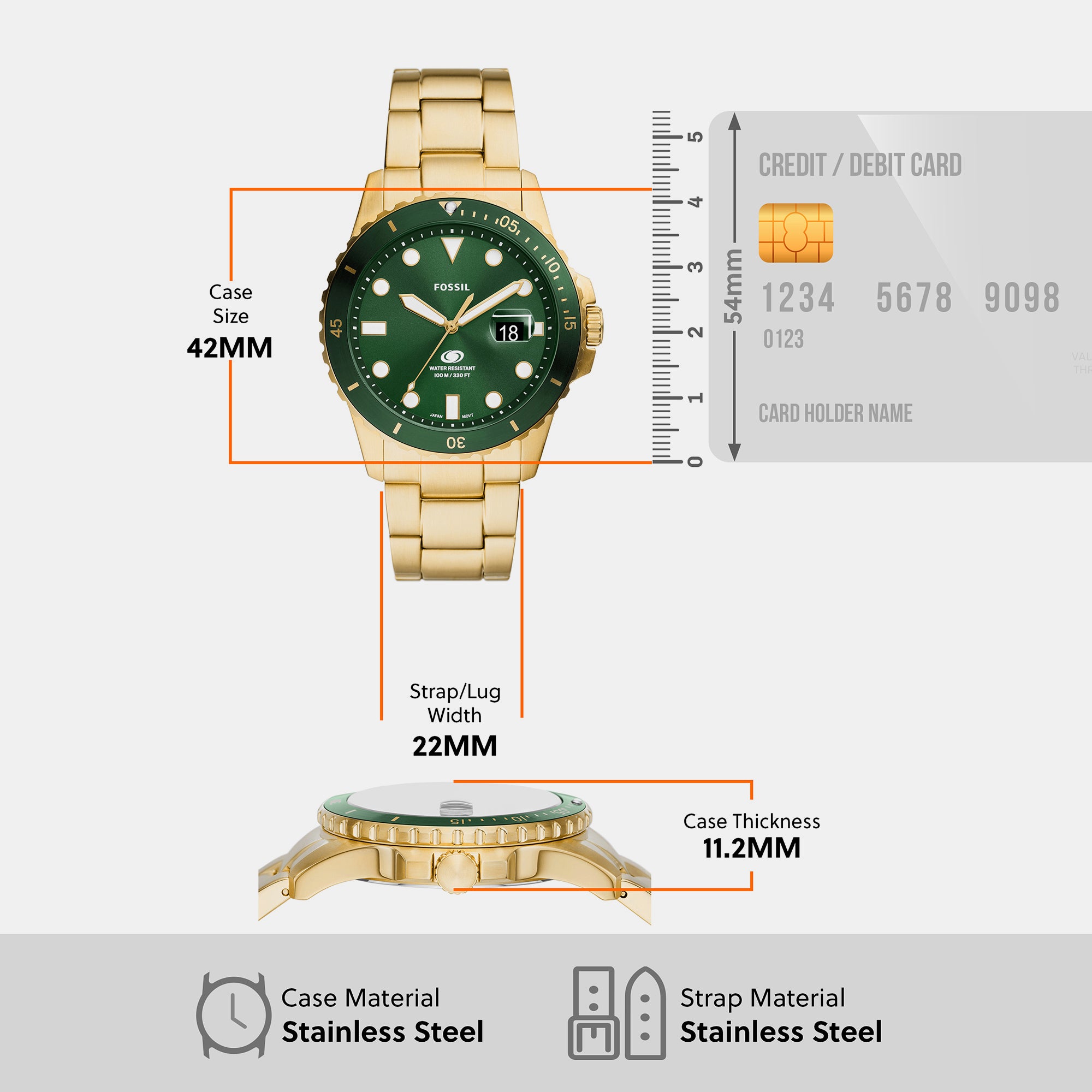 Fossil 30 mm Gold Quartz watch