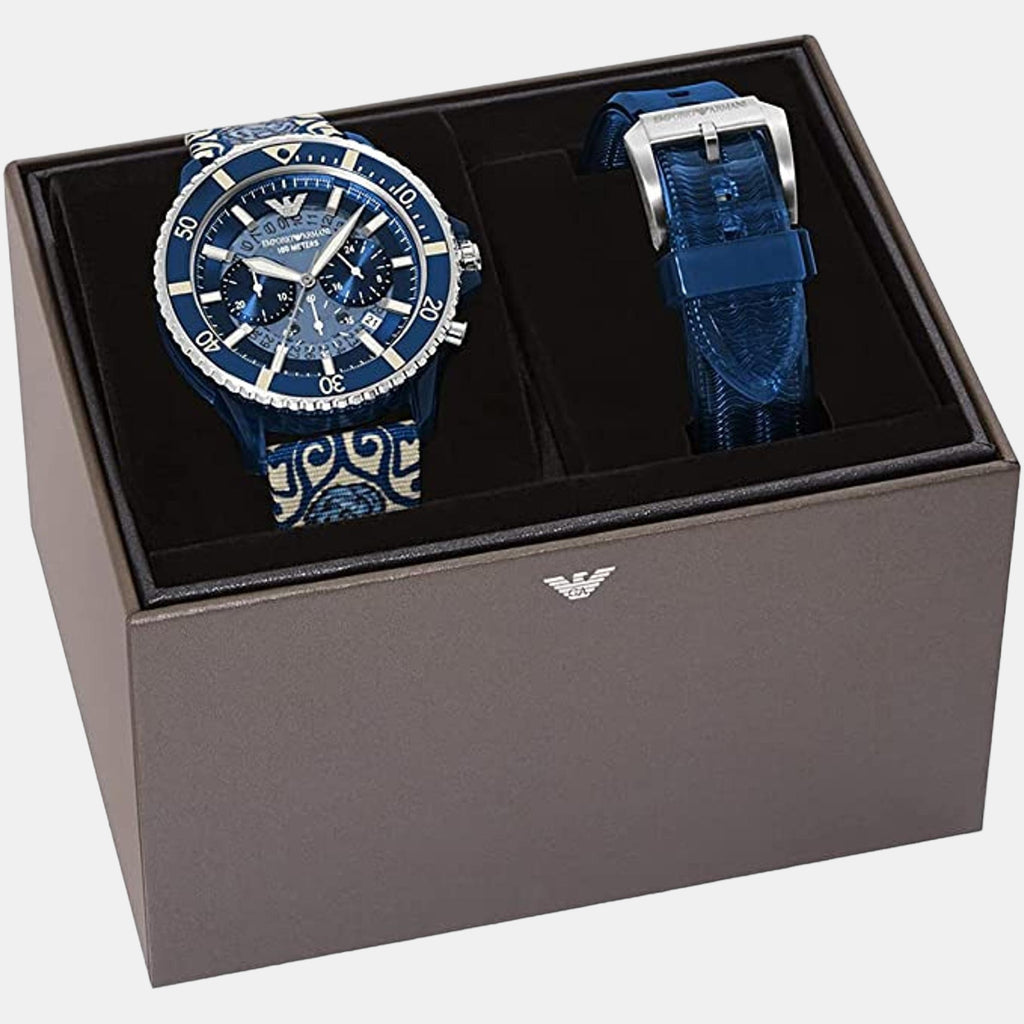 World Explorer Men Quartz Blue Dial Chronograph Watch AR80067SET