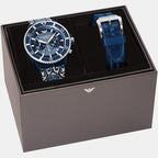 World Explorer Men Quartz Blue Dial Chronograph Watch AR80067SET