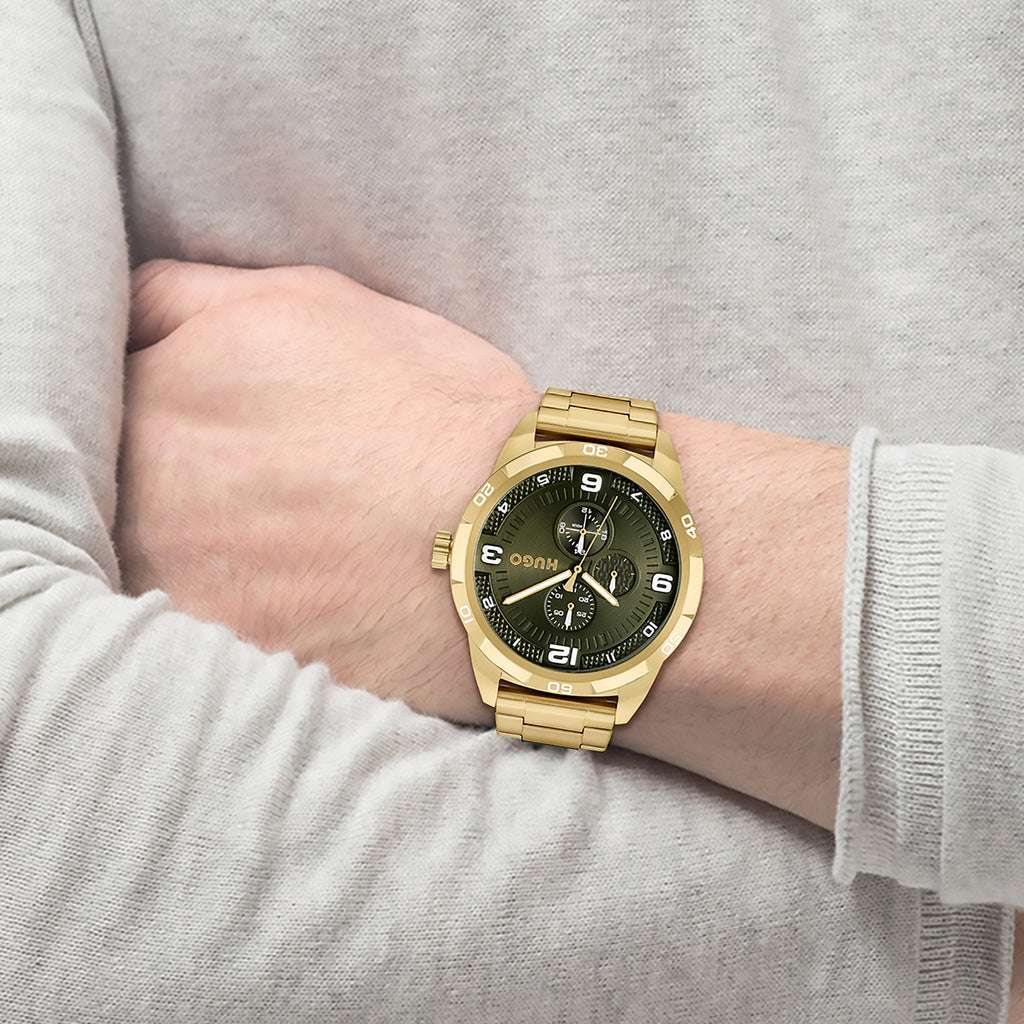 Boss Men Round Olive Green watch