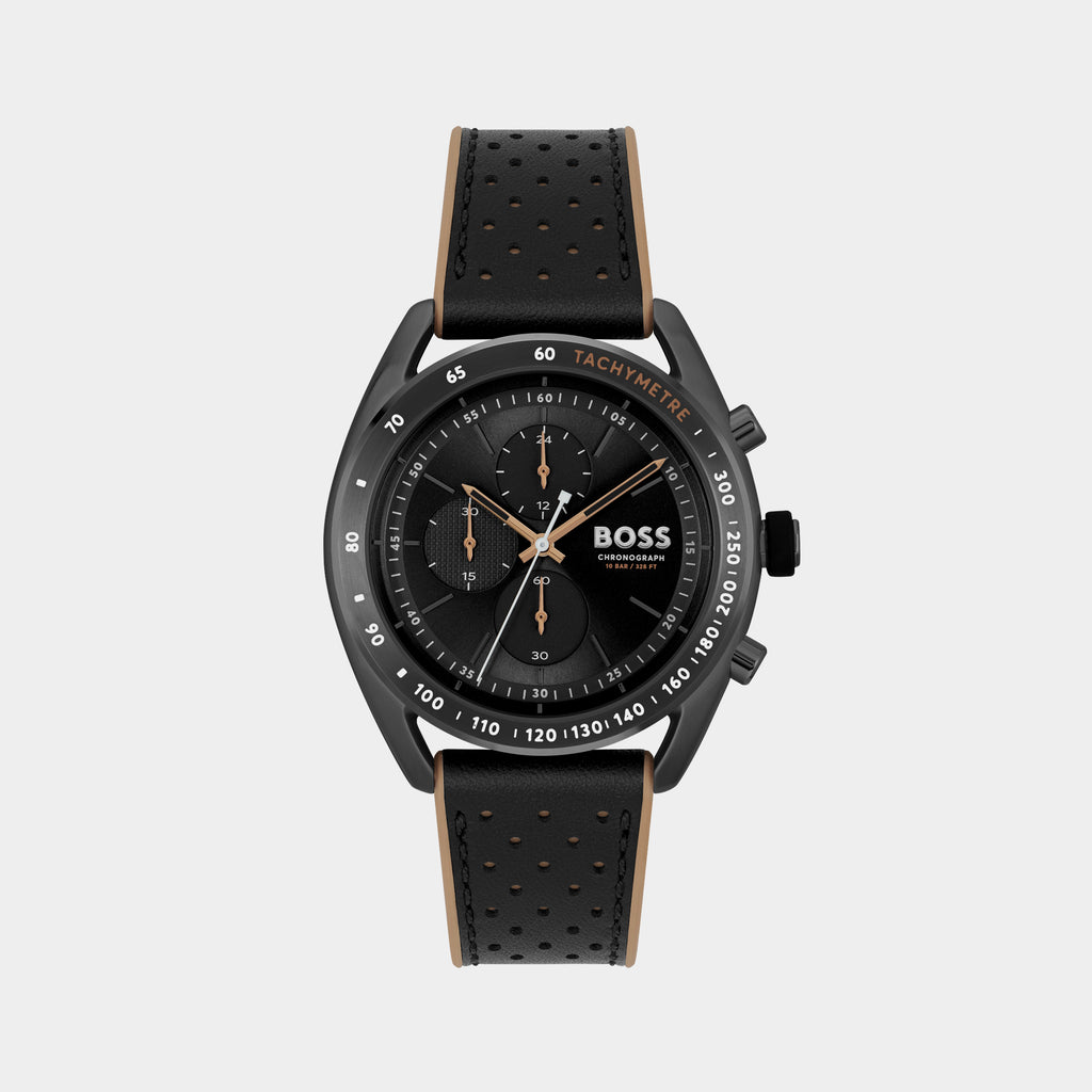 Boss Round Black Chronograph watch