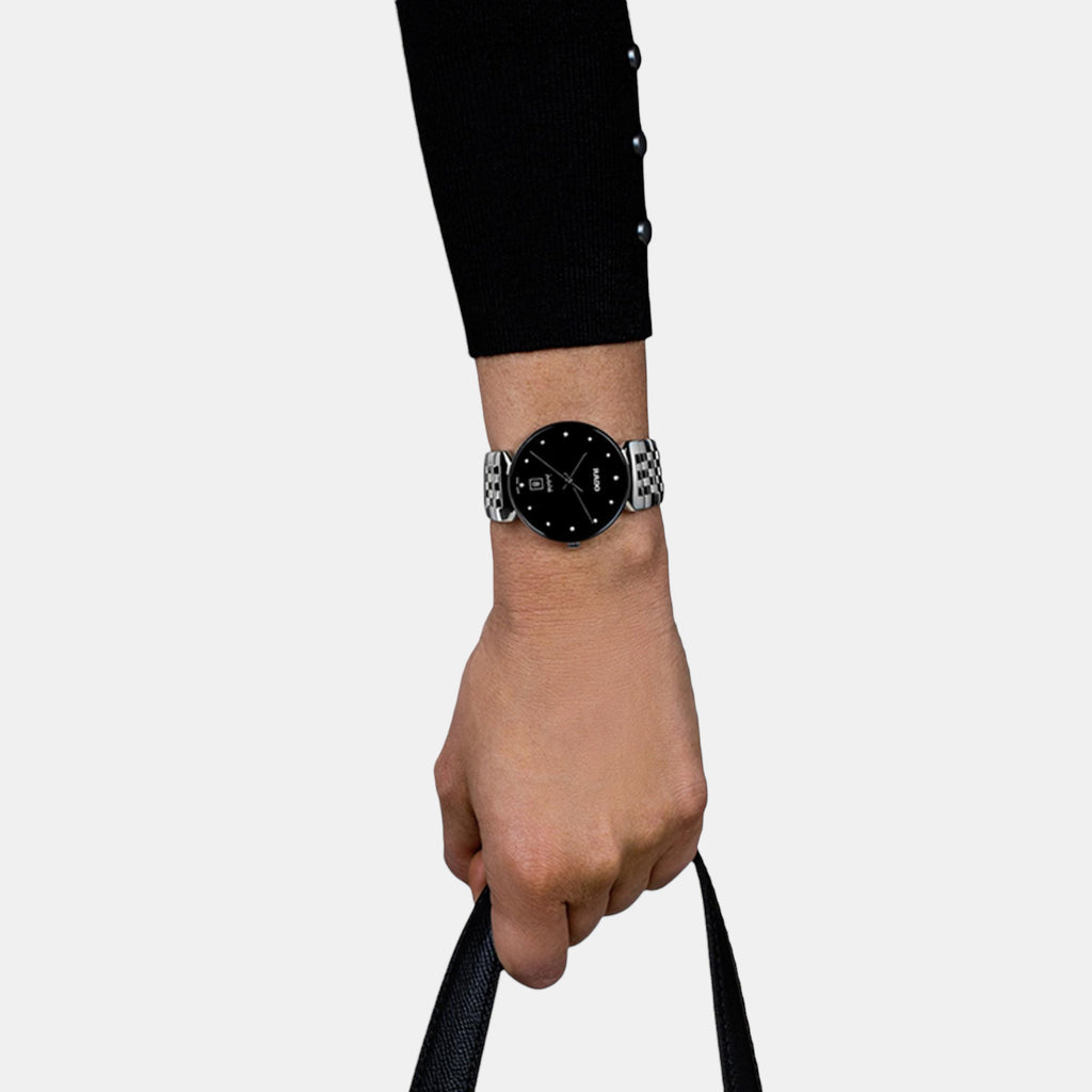 Florence Unisex Quartz Black Dial Analog Stainless Steel Watch R48912733