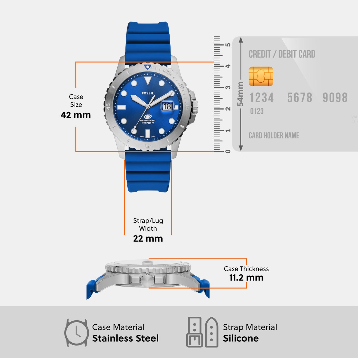 Male Blue Analog Silicone Watch FS5998
