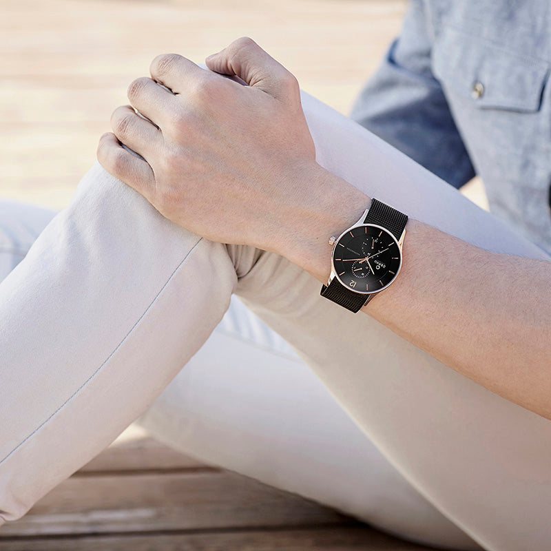 Obaku Men Round Black watch