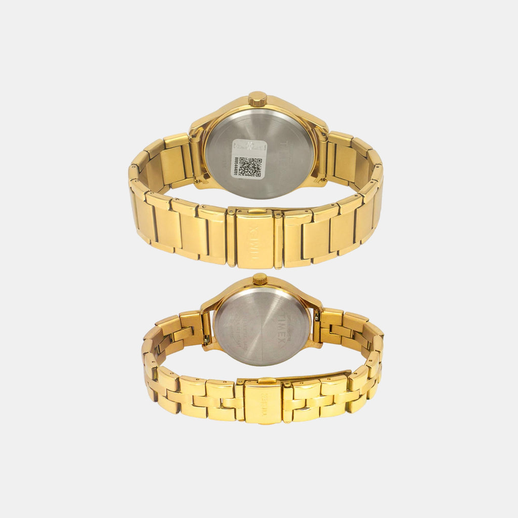 Fashion Couple Quartz Brown Dial Chronograph Stainless Steel Watch TW00PR297