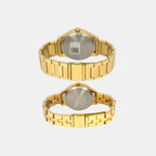 Fashion Couple Quartz Brown Dial Chronograph Stainless Steel Watch TW00PR297