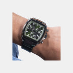 Men Quartz Green Dial Chronograph Leather Watch Y83011G9MF