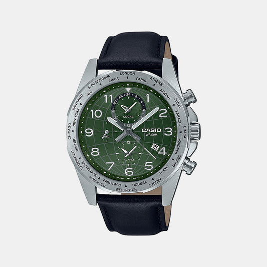 Male Green Chronograph Leather Watch A2151