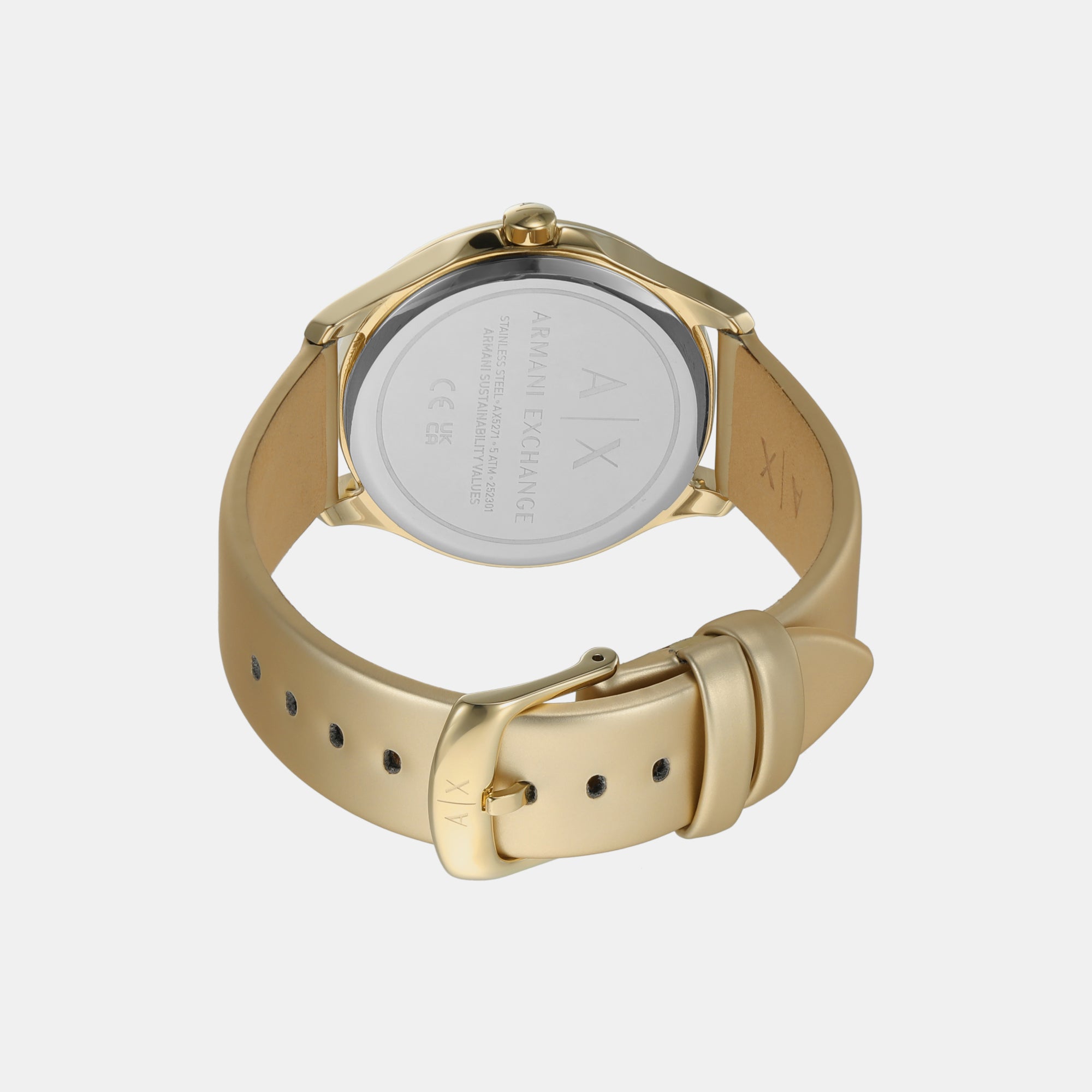 Armani Exchange Leather Gold watch