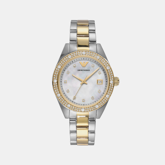 Female White Analog Stainless Steel Watch AR11520