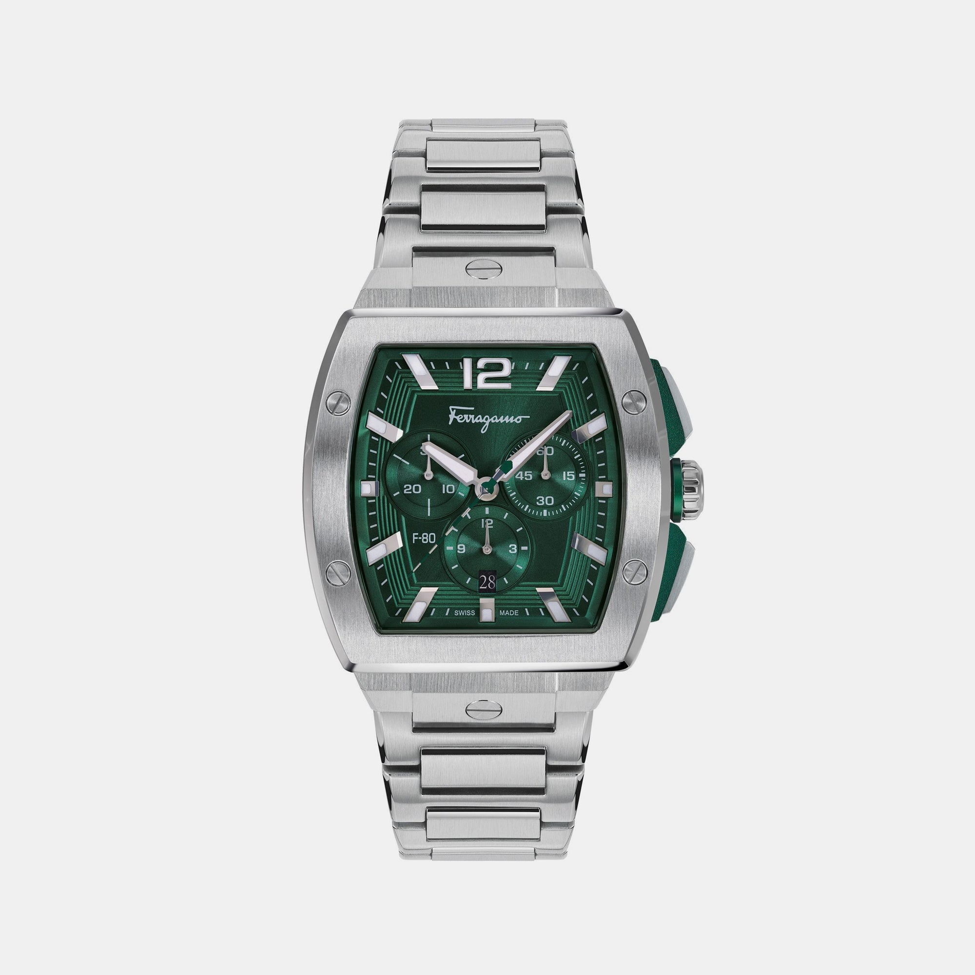 Ferragamo Tonneau Green Chronograph watch
