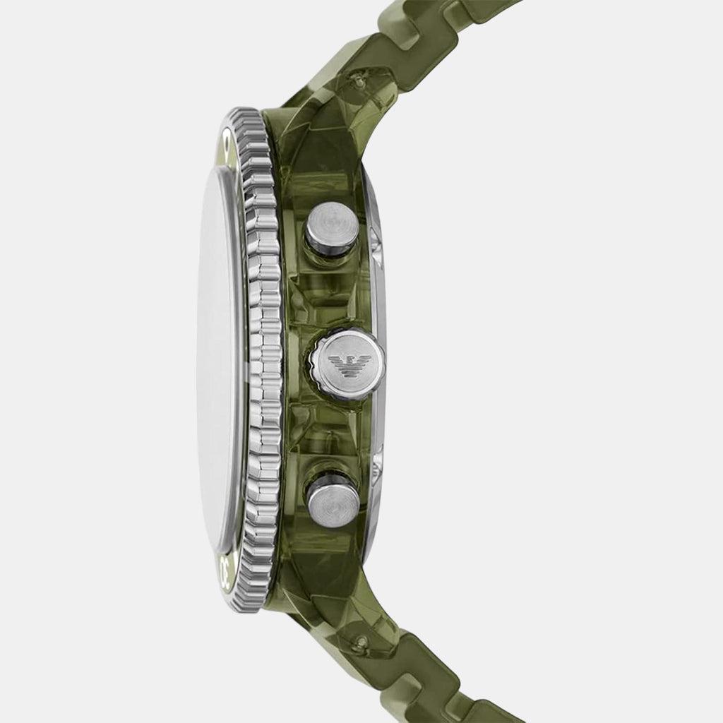 World Explorer Men Quartz Green Dial Chronograph Silicone Watch AR11534