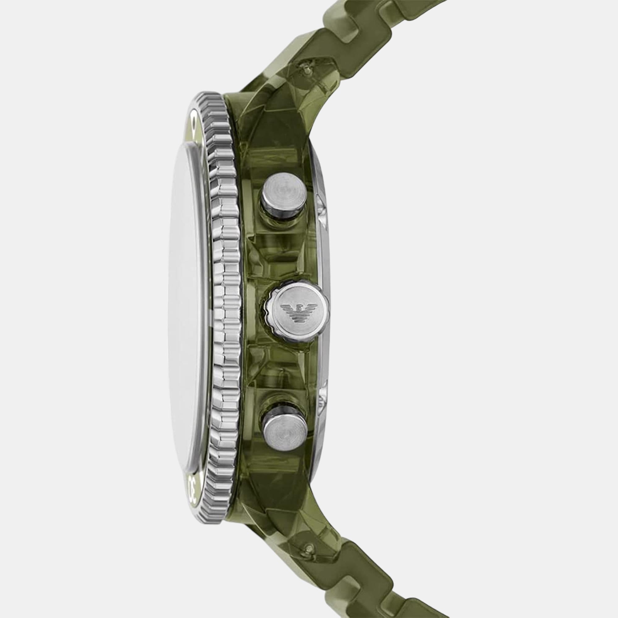 World Explorer Men Quartz Green Dial Chronograph Silicone Watch AR11534