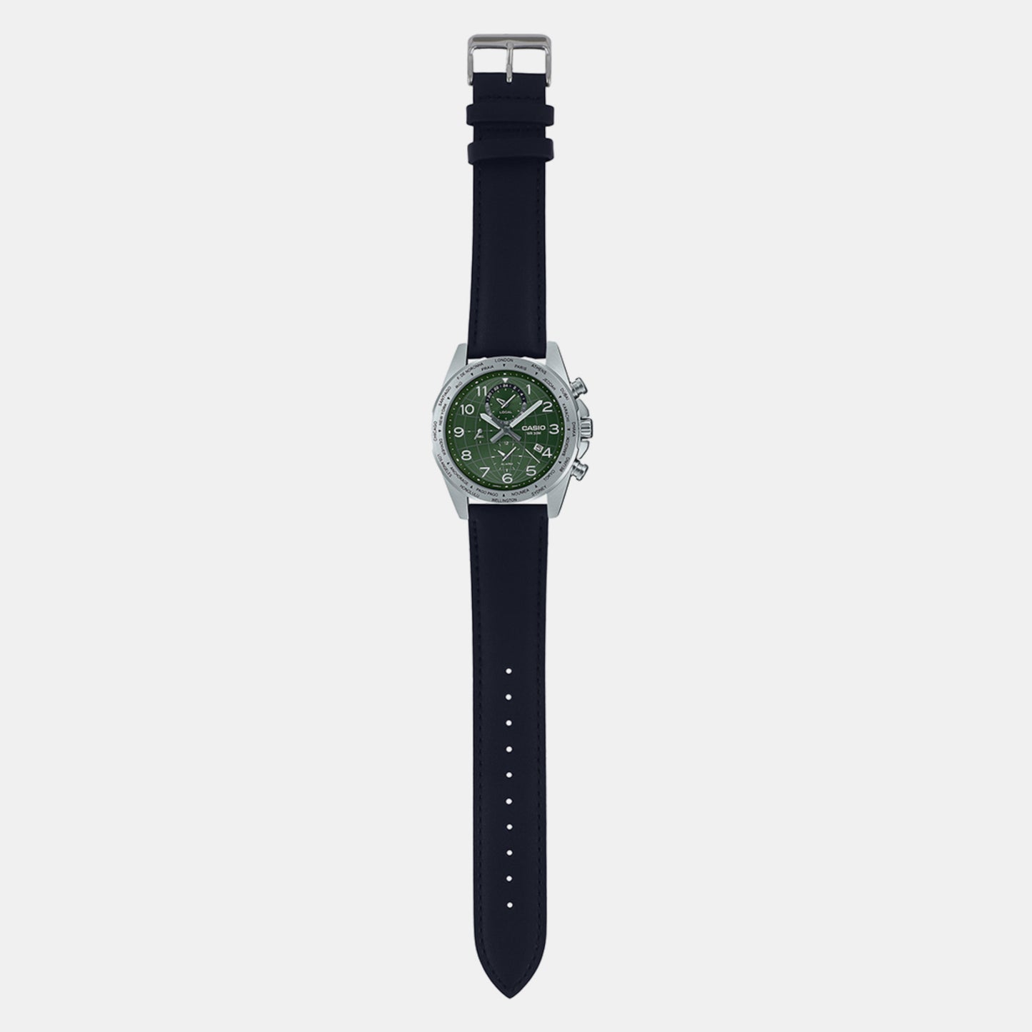 Men's Green Chronograph Leather Watch A2151 - MTP-W500L-3AVDF