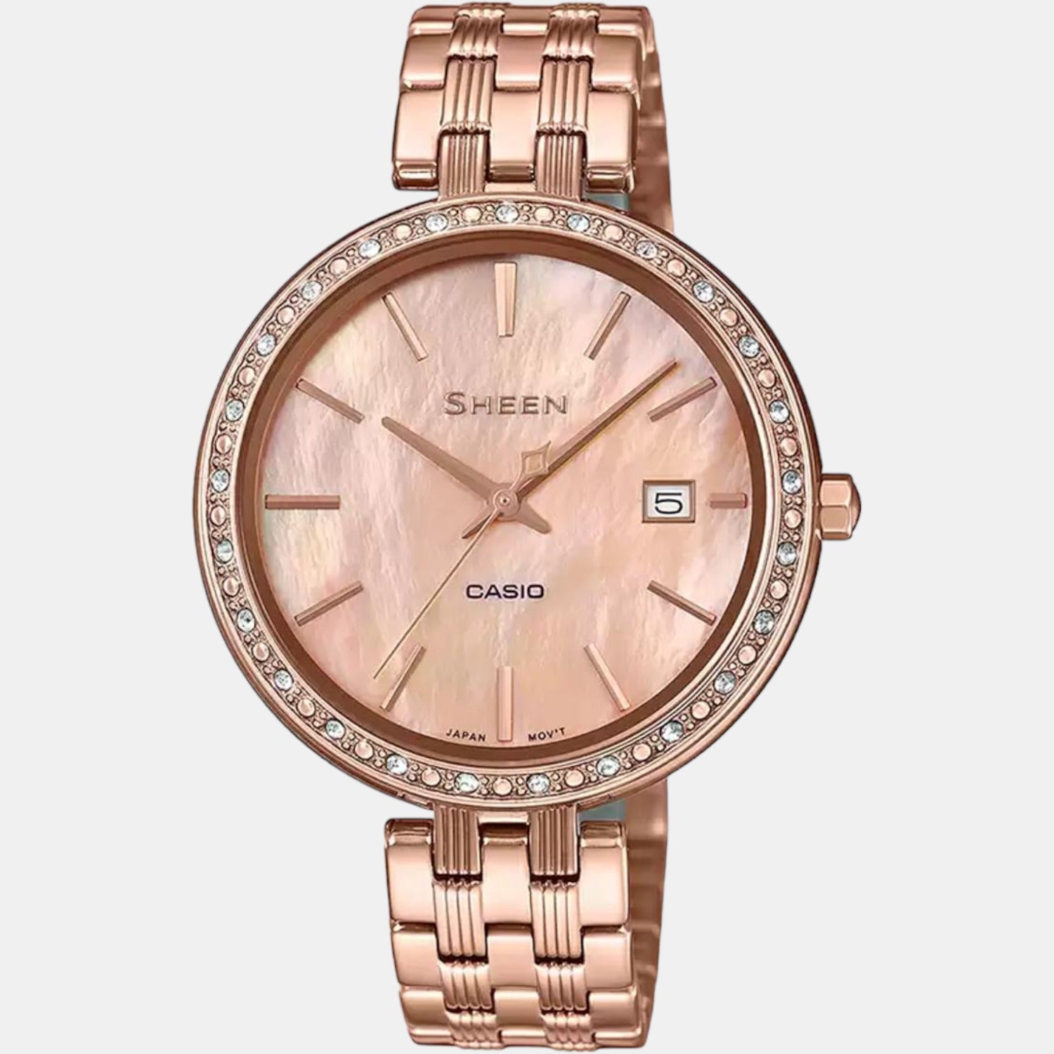 Sheen Women Quartz Rose Gold Dial Analog Stainless Steel Watch SX243