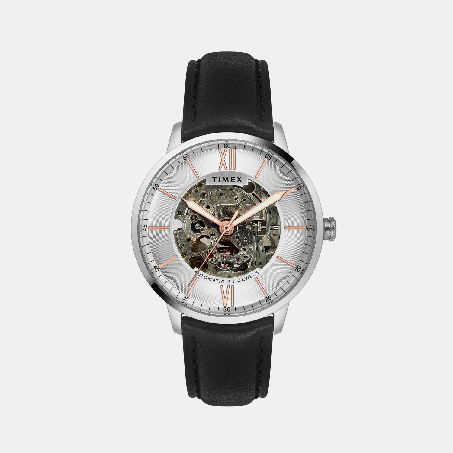 E Class Male Silver Analog Leather Automatic Watch TWEG23500