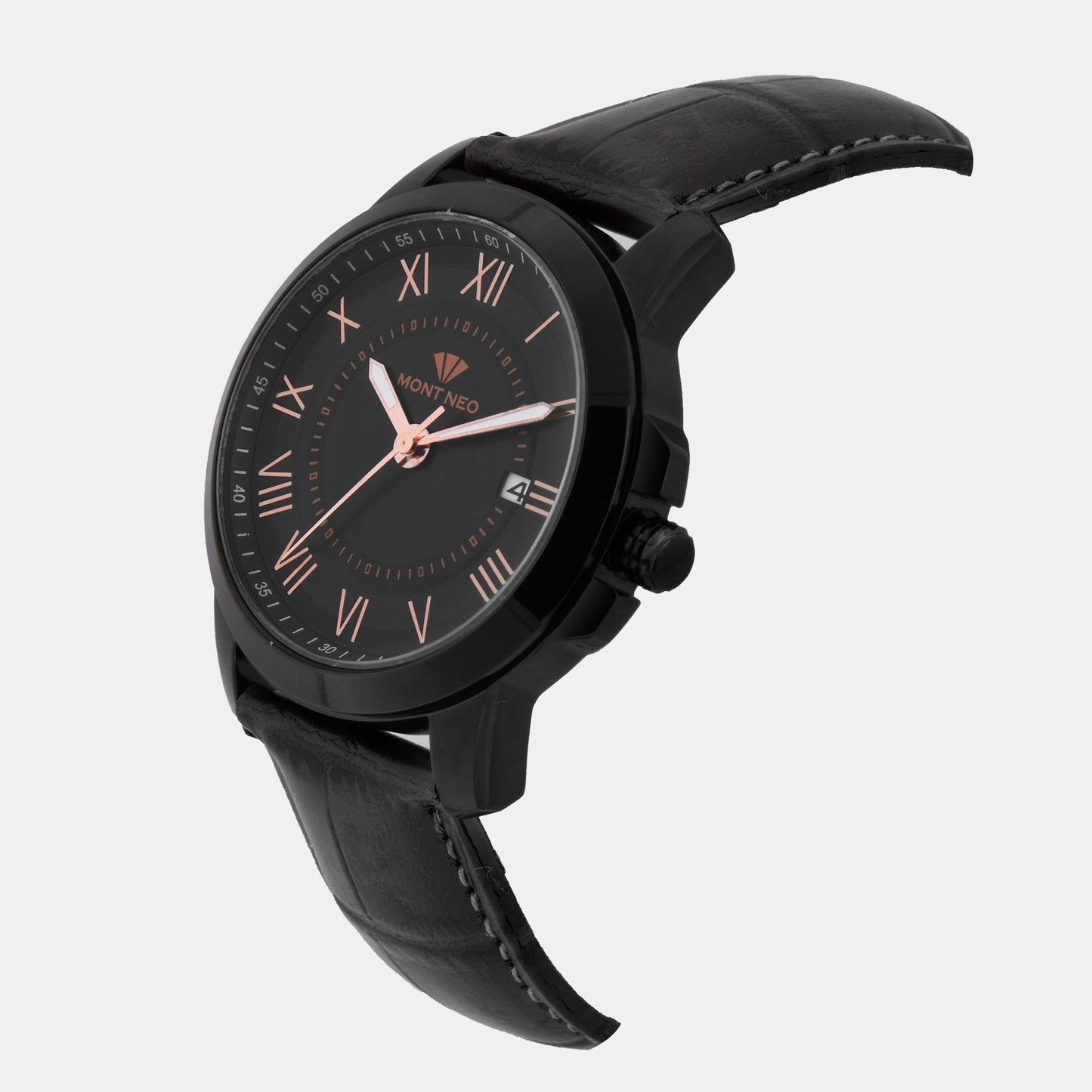 Male Black Analog Leather Watch 8002E-L4404-1