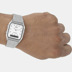 Vintage Unisex Quartz White Dial Analog Stainless Steel Watch AD03