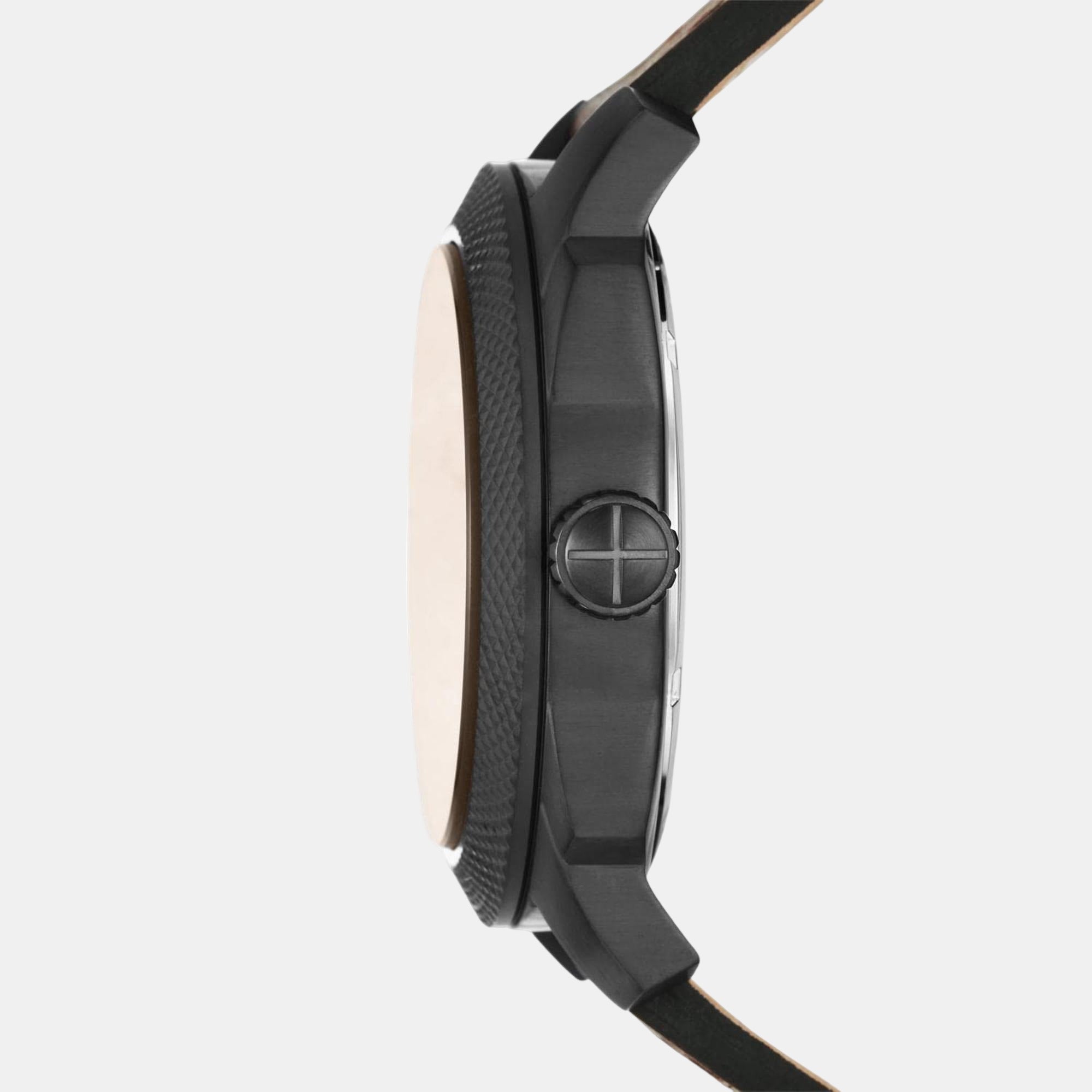 Machine Men Quartz Black Dial Analog Leather Watch FS5972