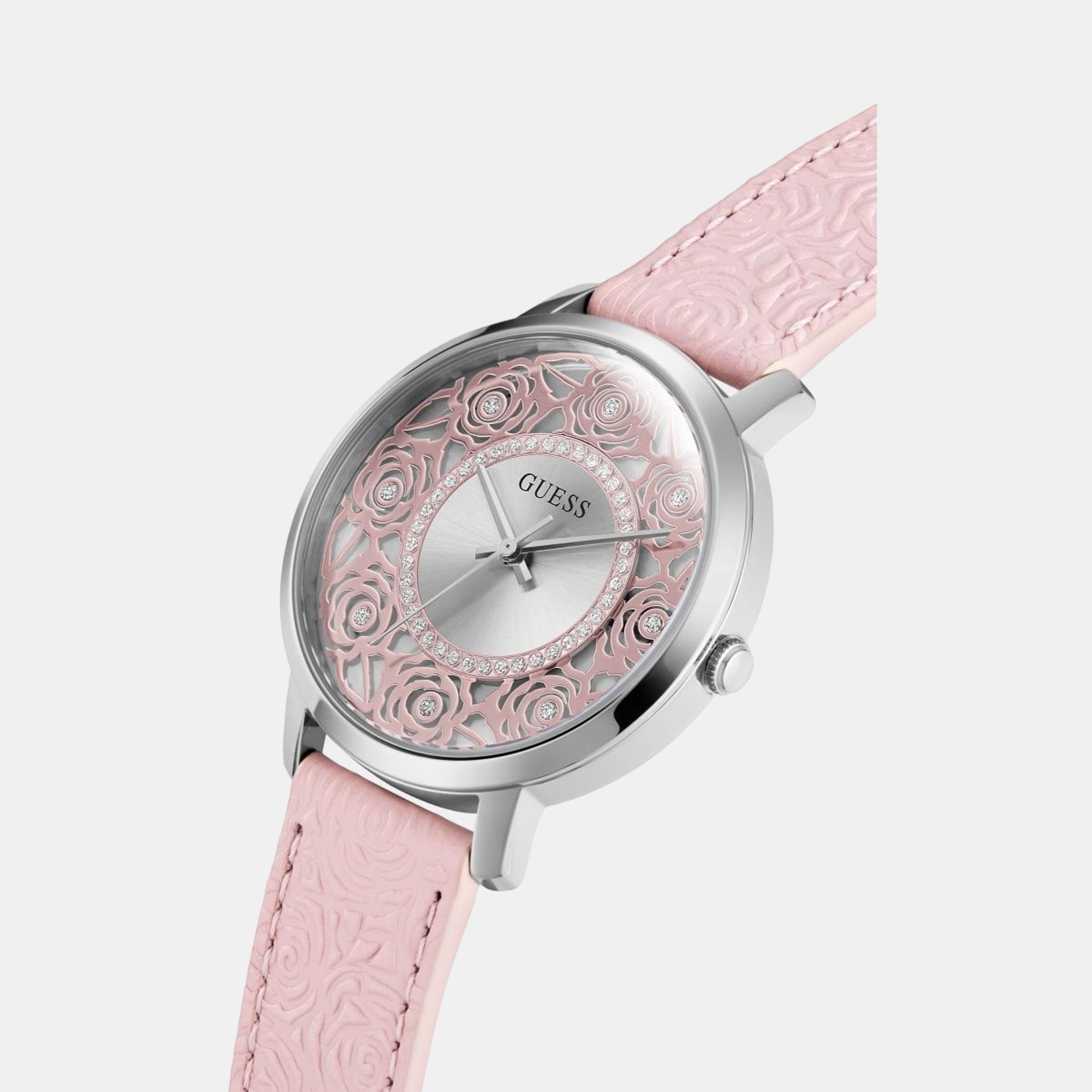 Dahila Women Quartz Pink Dial Analog Leather Watch GW0529L1