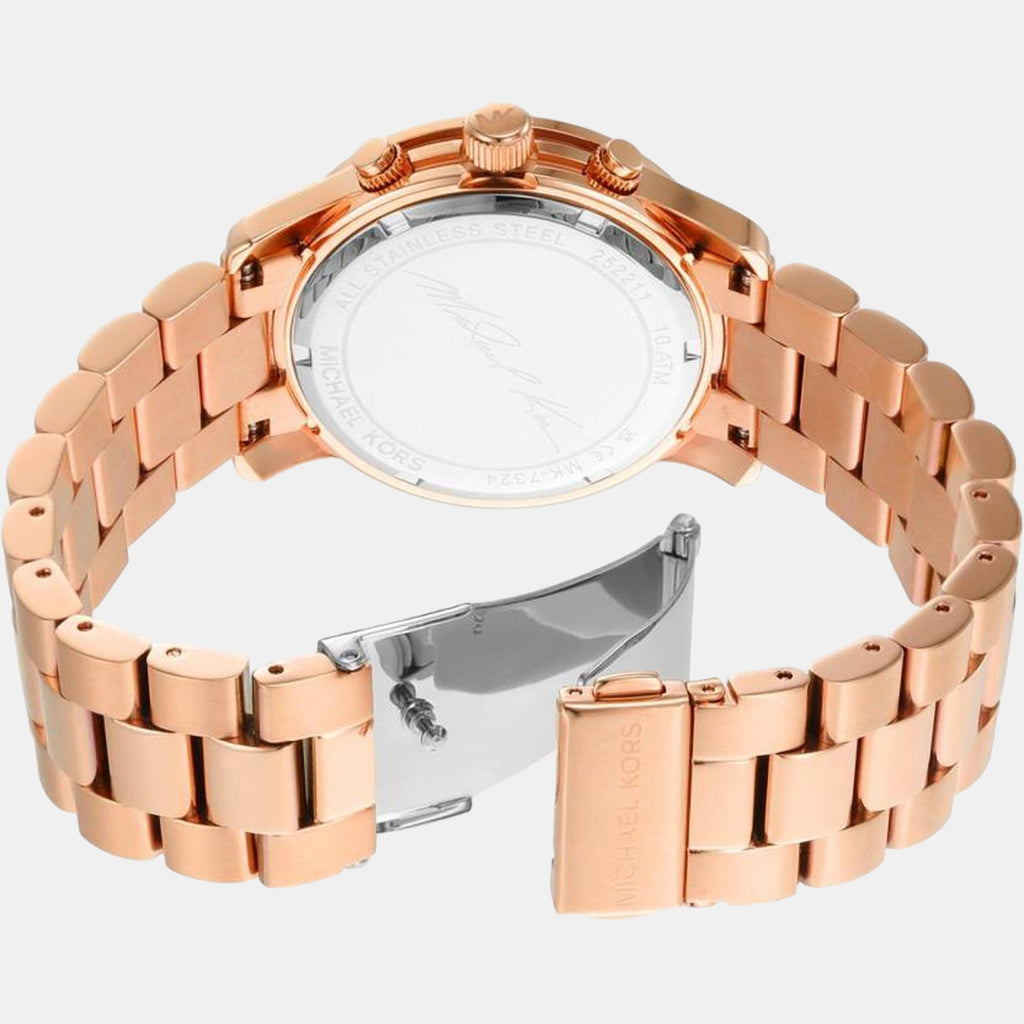 Runway Women Quartz Rose Gold Dial Chronograph Stainless Steel Watch MK7324