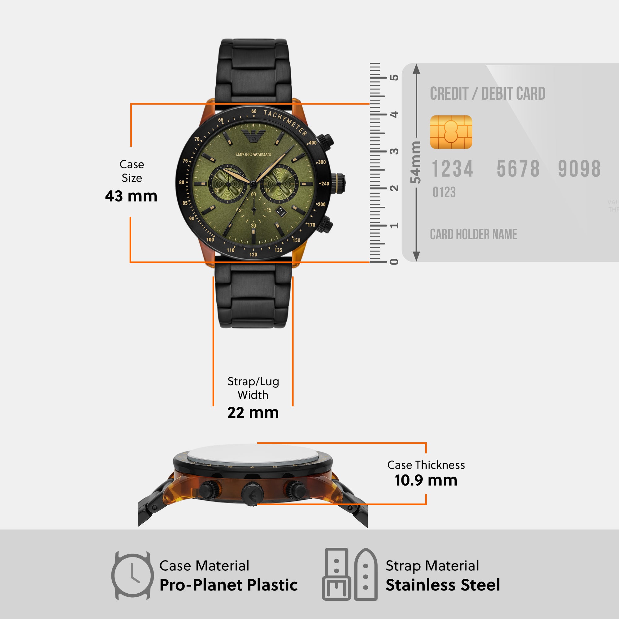 Emporio Armani 43 mm Black Quartz watch