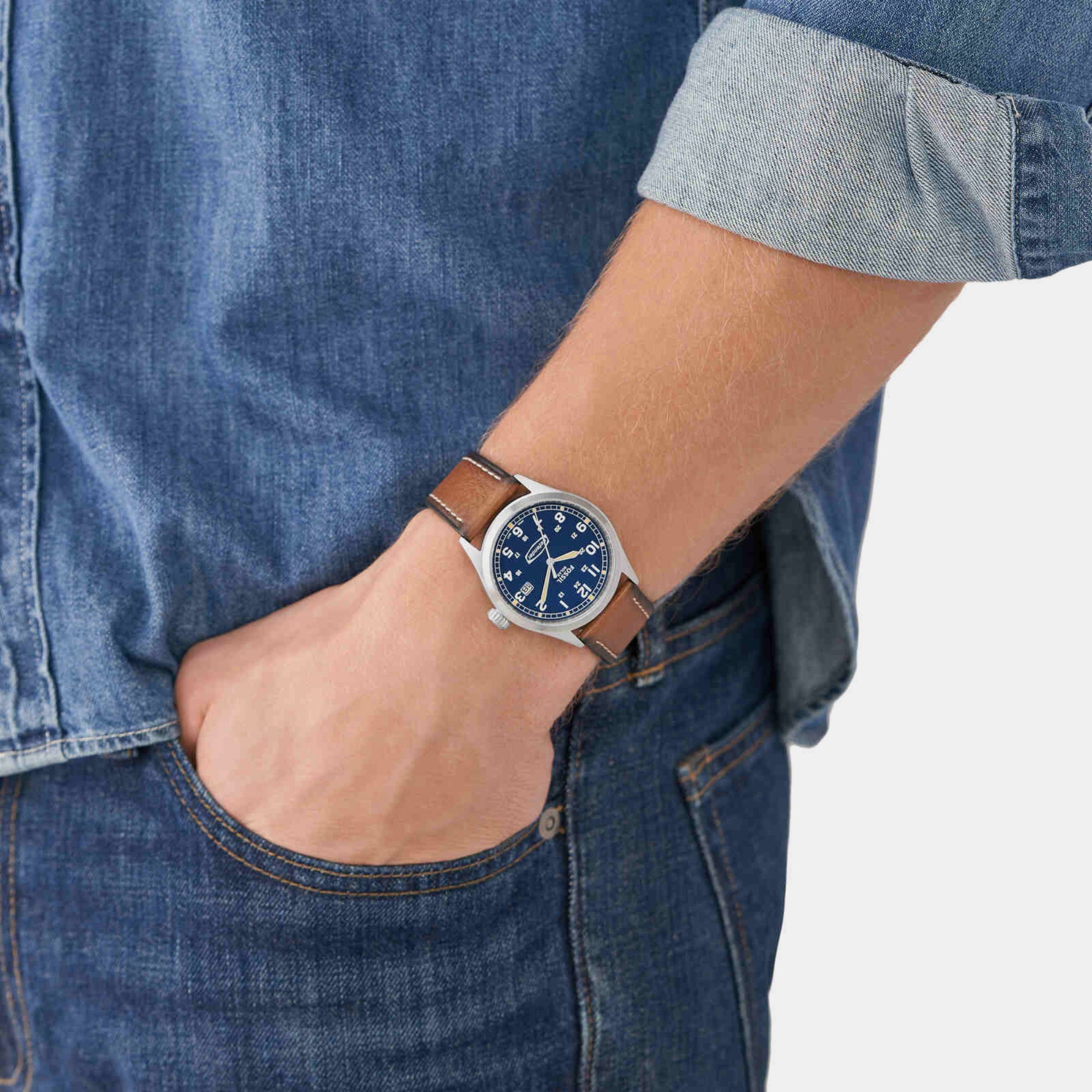 Fossil Men Round Blue watch