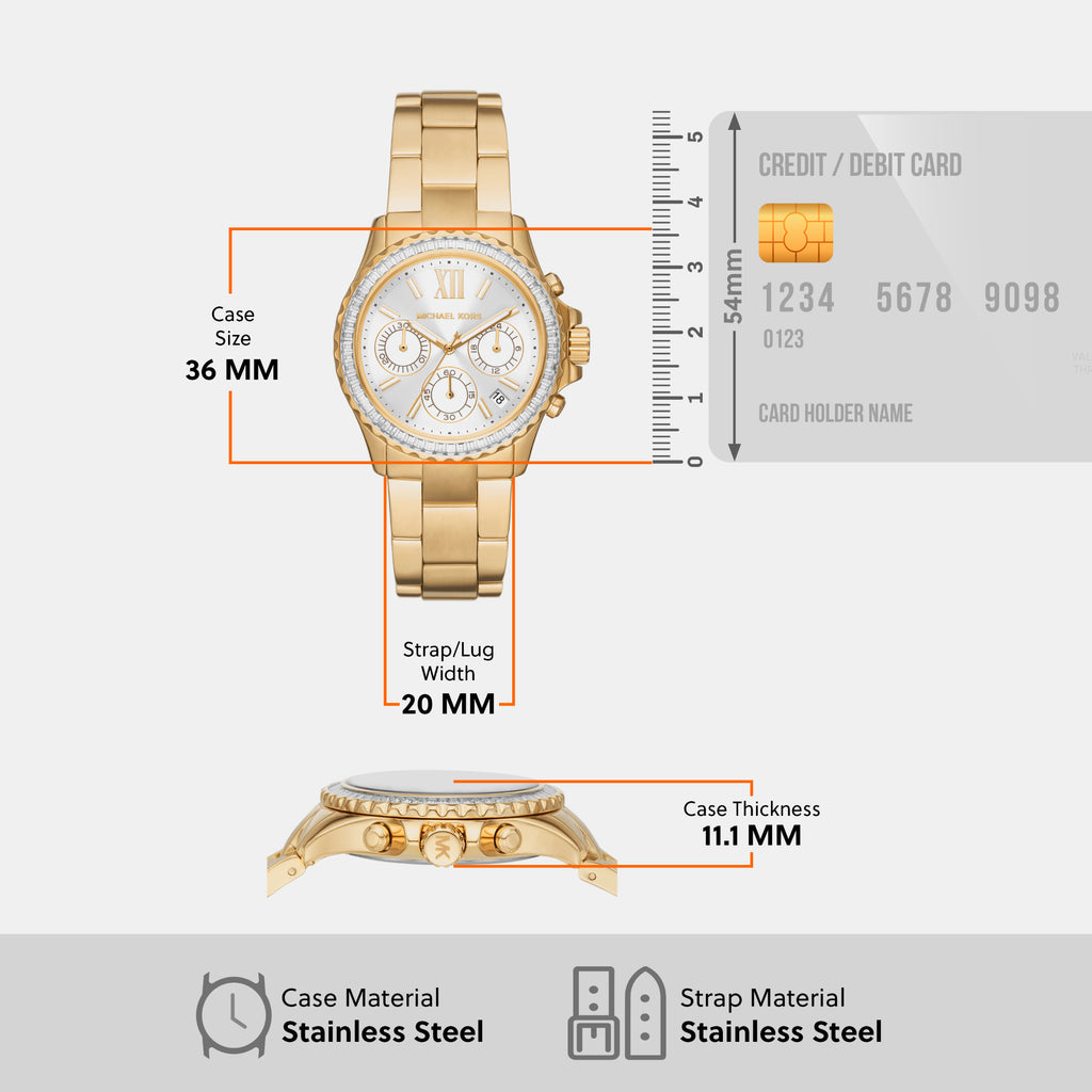 Everest Women Quartz White Dial Chronograph Stainless Steel Watch MK7212