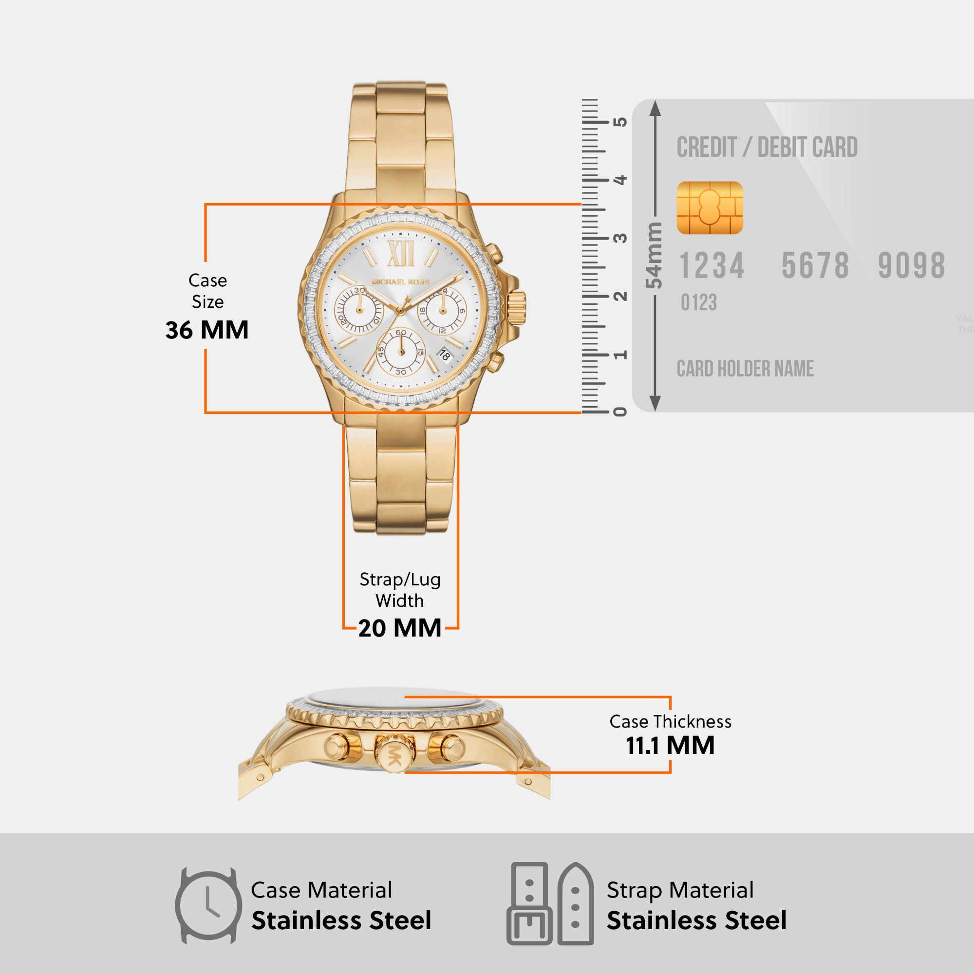 Everest Women Quartz White Dial Chronograph Stainless Steel Watch MK7212