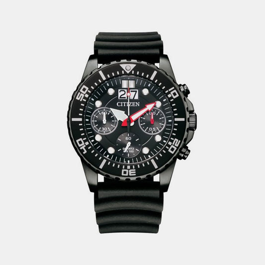 Male Black Chronograph Leather Watch AI7005-12E