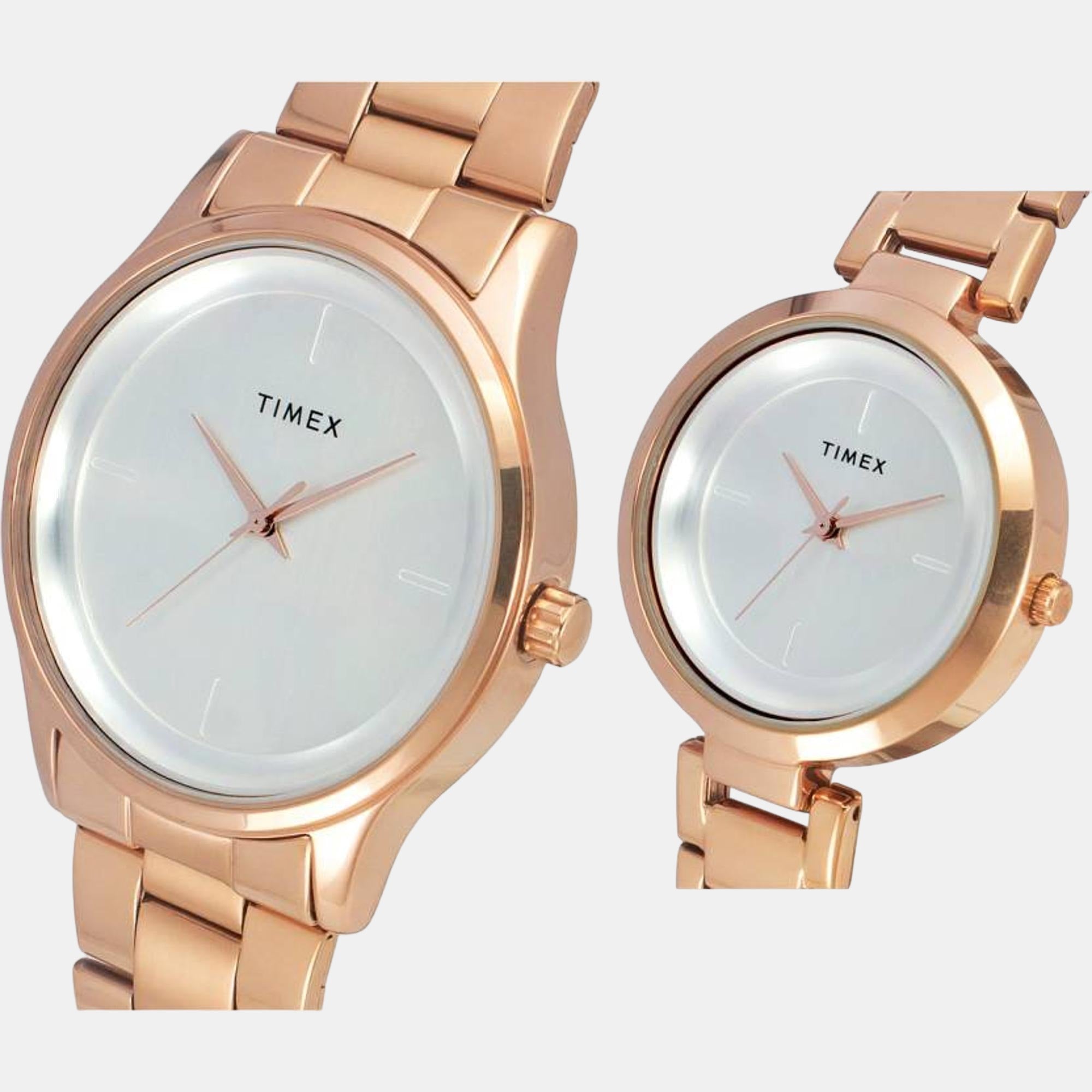 Fashion Couple Quartz Silver Dial Analog Stainless Steel Watch TW00PR294