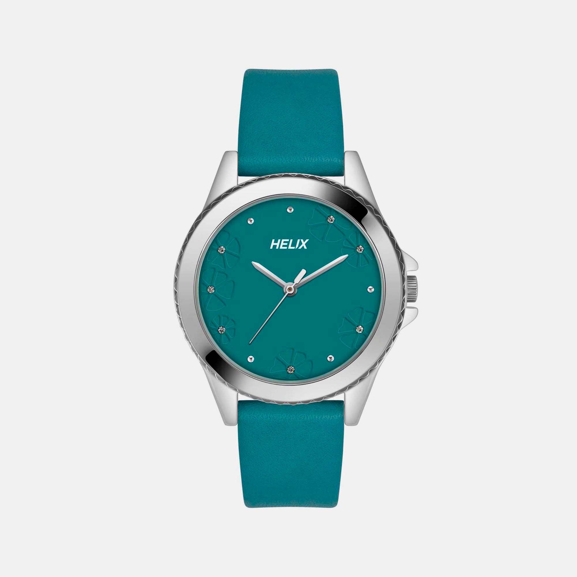 Helix Round Green Analog watch