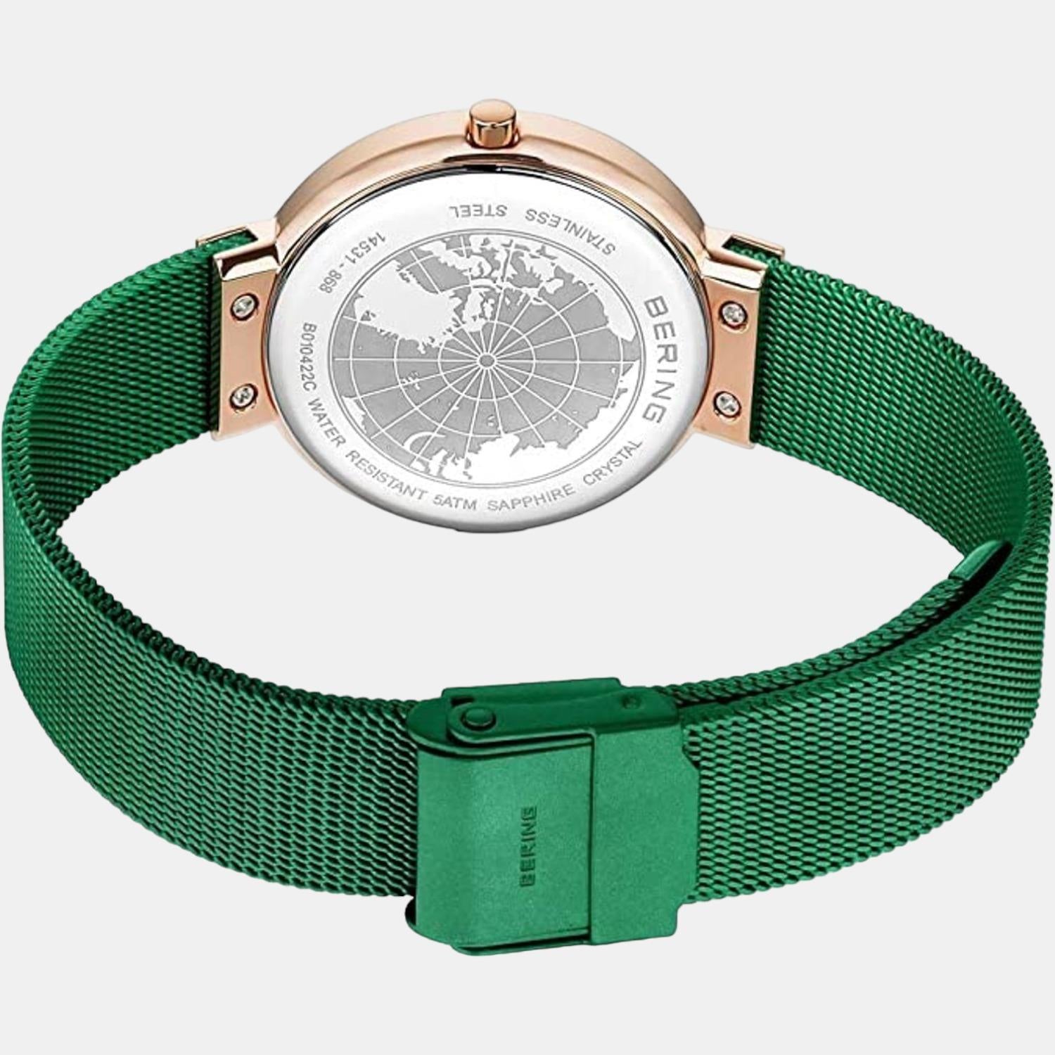 bering-stainless-steel-green-analog-unisex-watch-14531-868