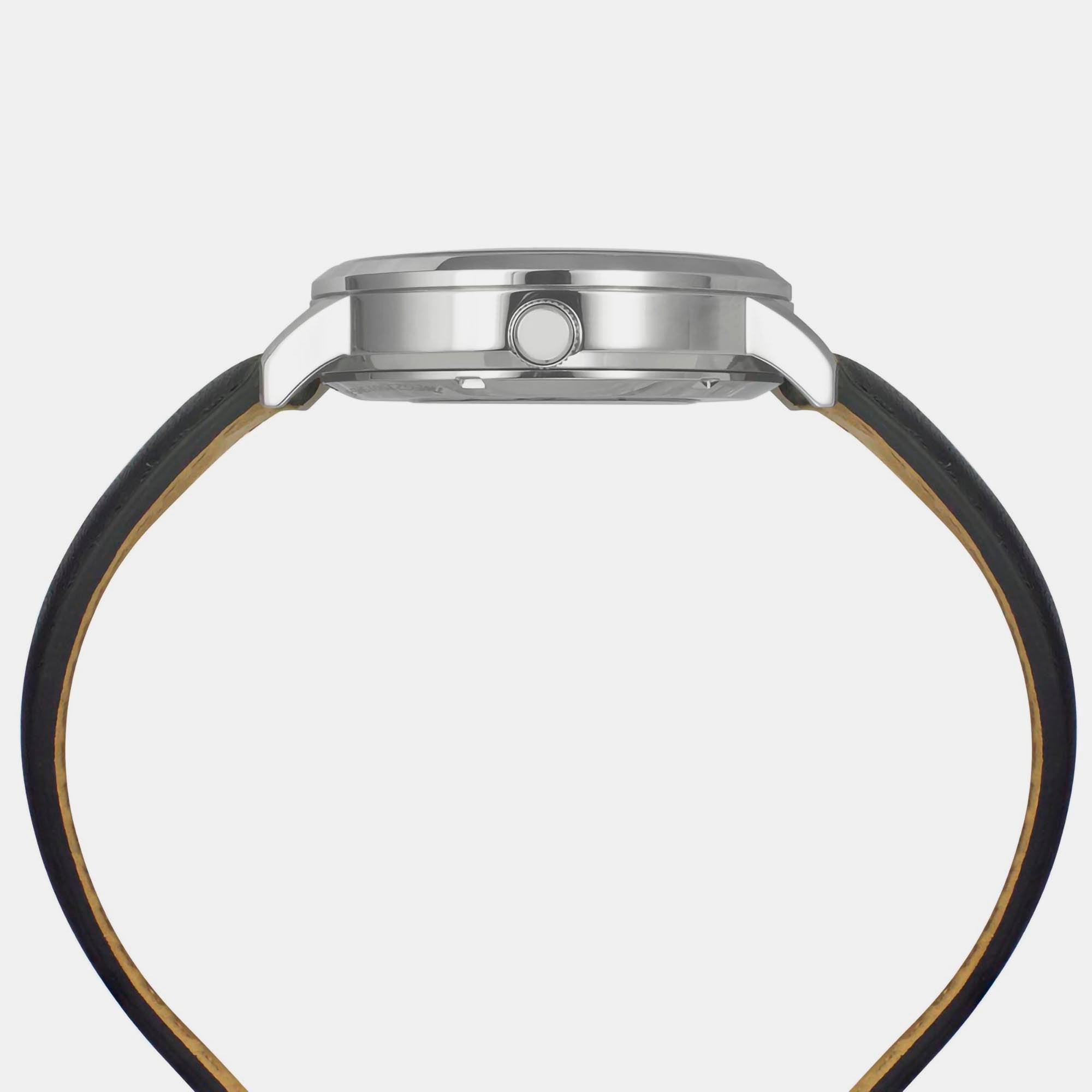 Timex Leather Silver watch